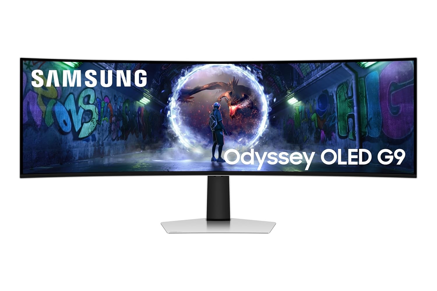 9 Curved Gaming Monitor (Smartchoice) Dual QHD 5120 x 1440|240Hz|0.03ms|DCI 99%|OLED Safeguard|FreeSync Premium Pro|G-Sync| HDR10+ Gaming|HAS|LS49DG930SWXXL|Silver