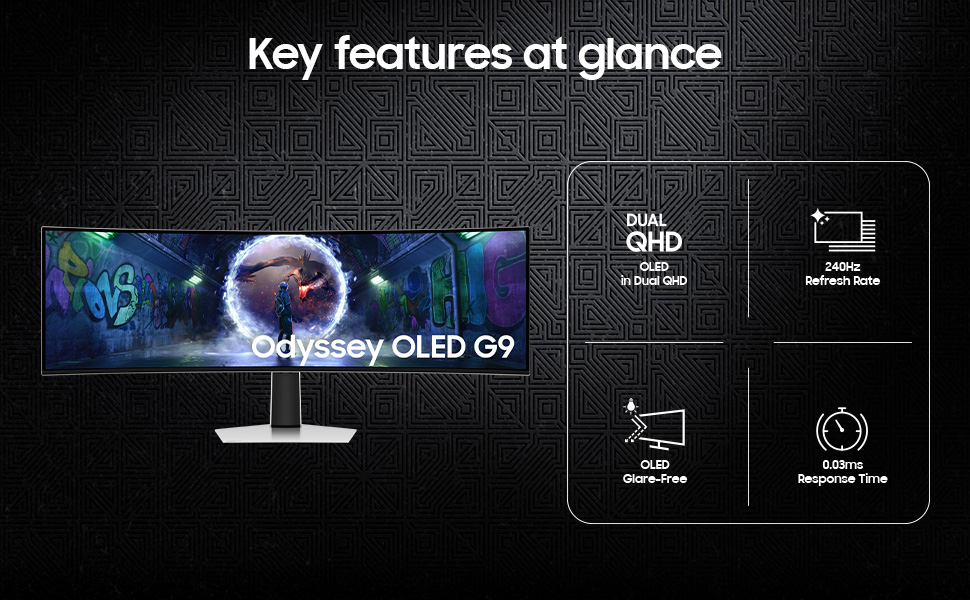 9 Curved Gaming Monitor (Smartchoice) Dual QHD 5120 x 1440|240Hz|0.03ms|DCI 99%|OLED Safeguard|FreeSync Premium Pro|G-Sync| HDR10+ Gaming|HAS|LS49DG930SWXXL|Silver - Image 3
